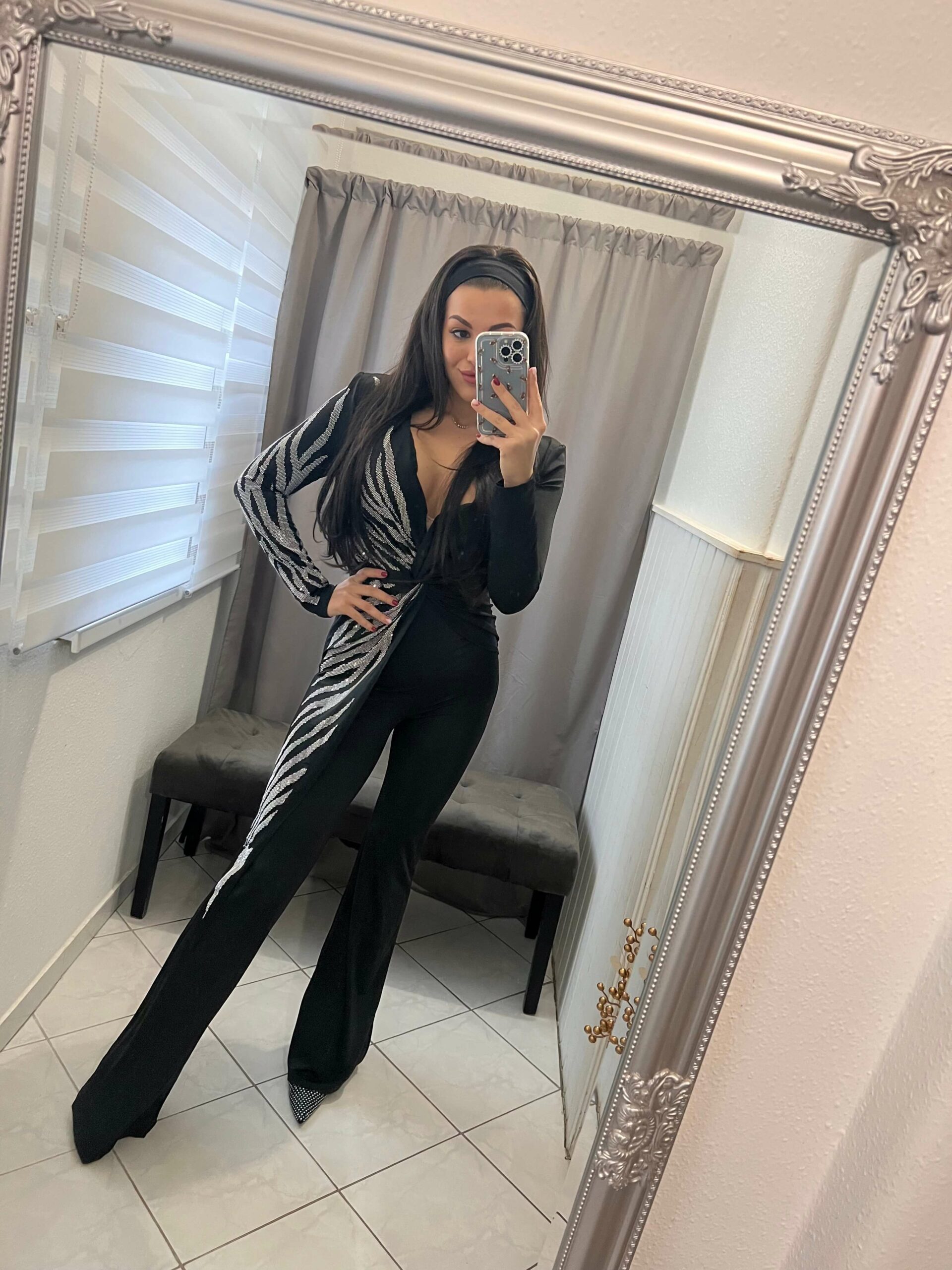 Fella fekete ezüst kövezett overál - Image 3