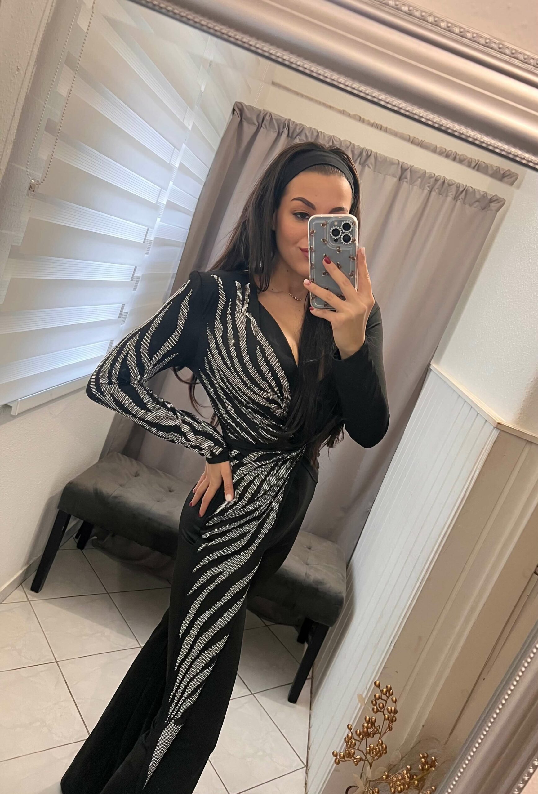 Fella fekete ezüst kövezett overál - Image 4