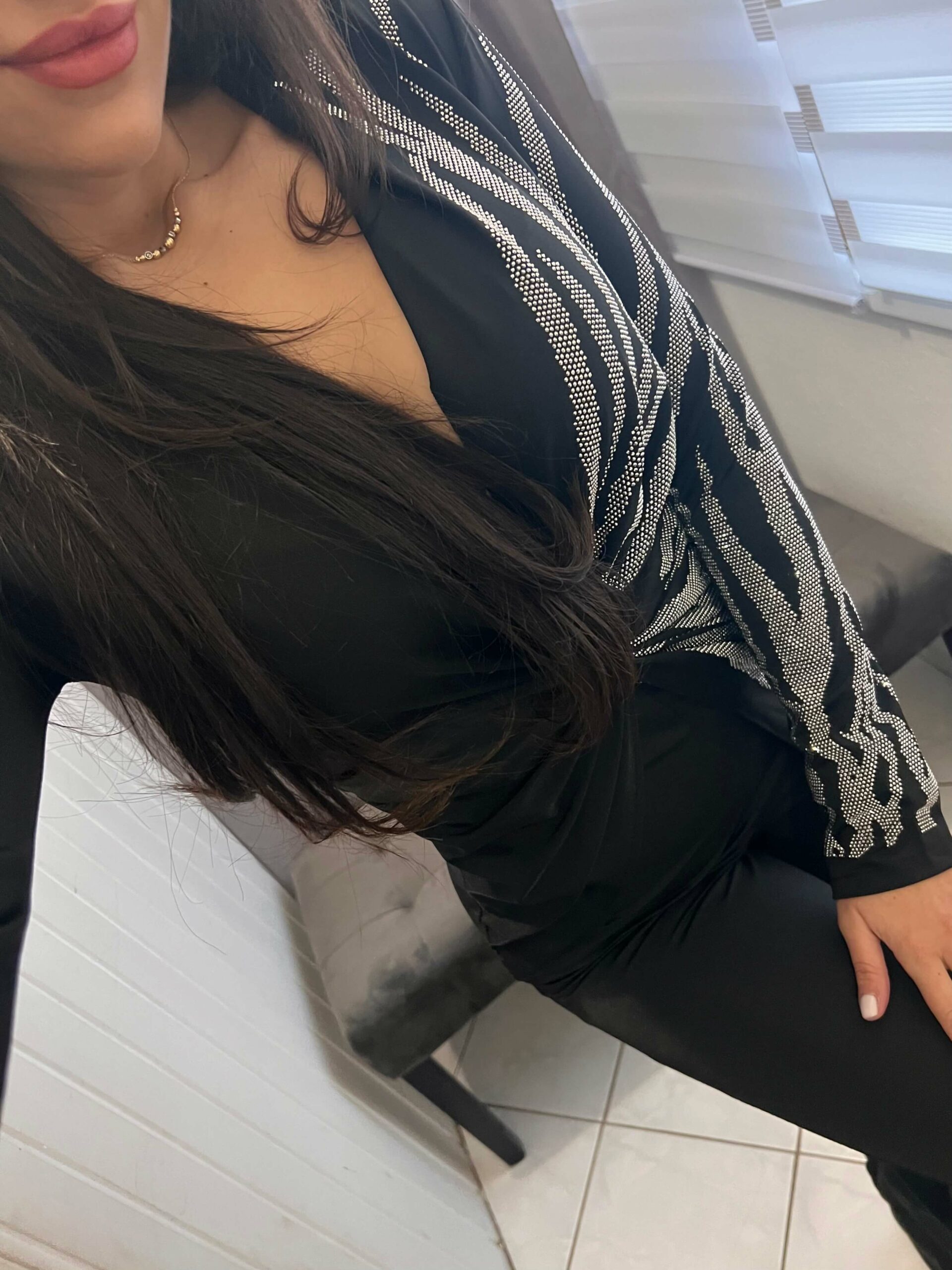 Fella fekete ezüst kövezett overál - Image 6