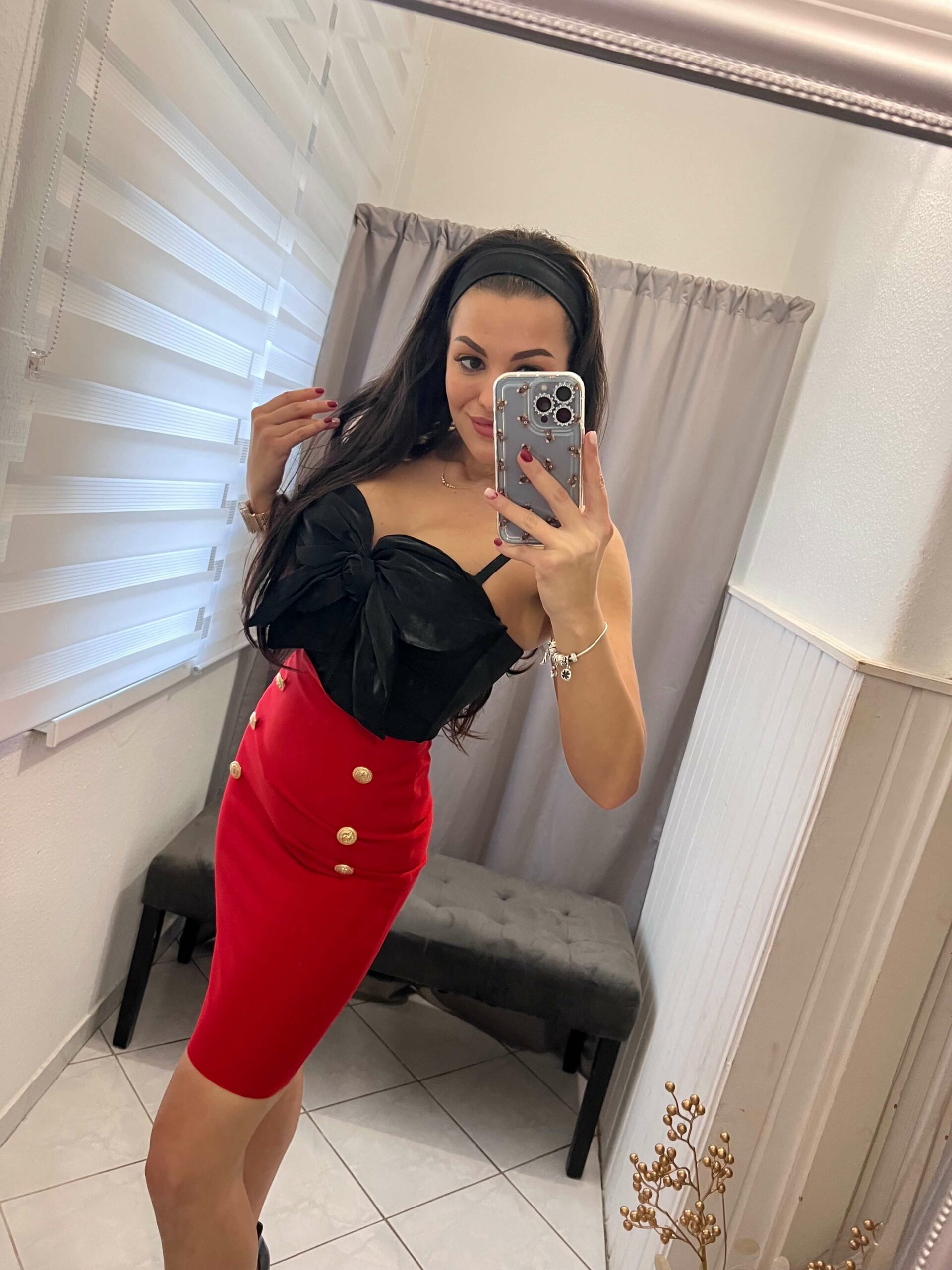 Pelen piros alakformáló szoknya - Image 4