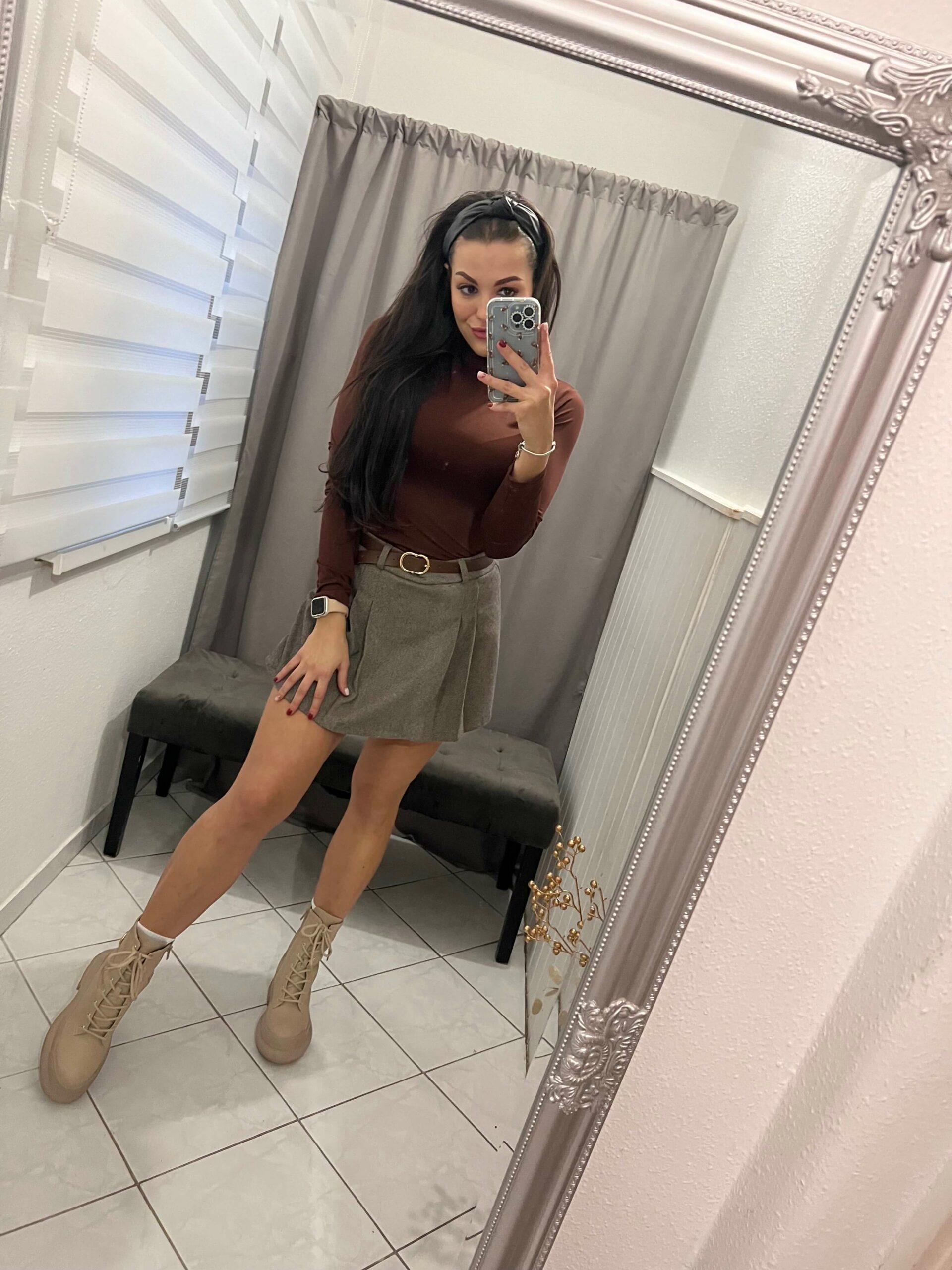 Szlen barna öves szoknya nadrág - Image 3