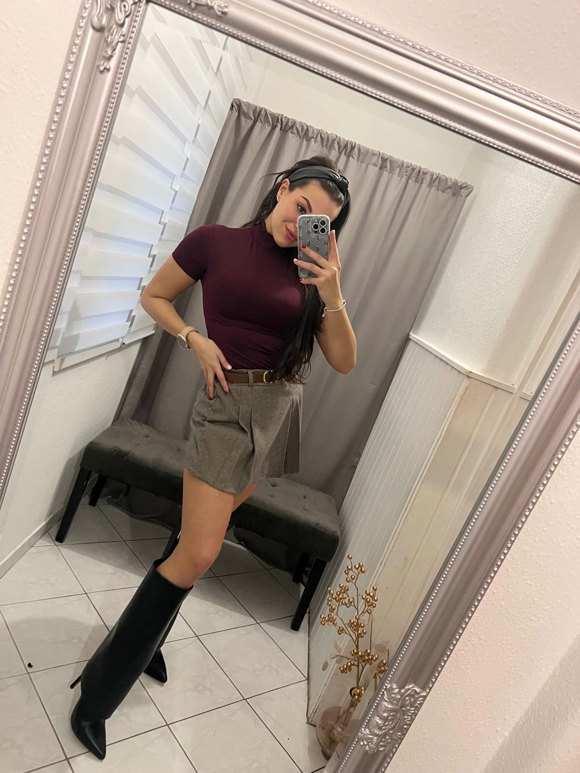 Szlen barna öves szoknya nadrág - Image 2