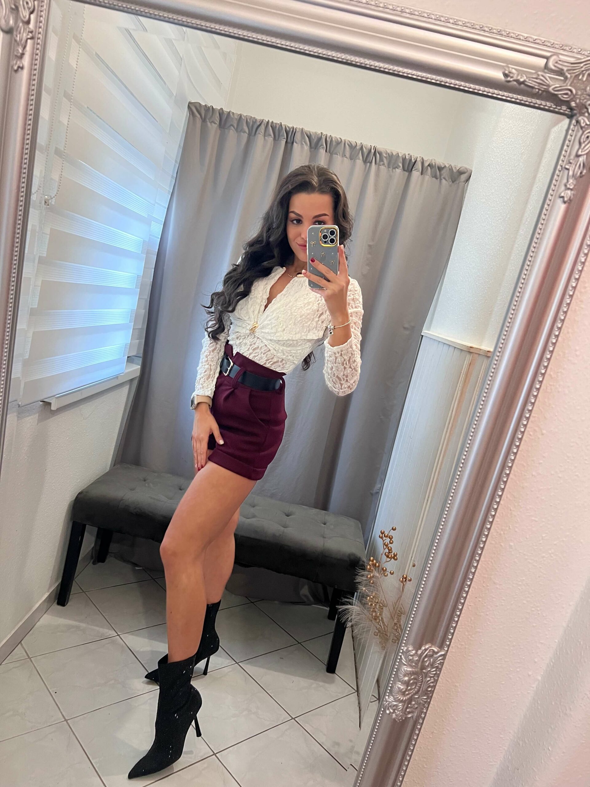 Milla burgundi öves rövid nadrág