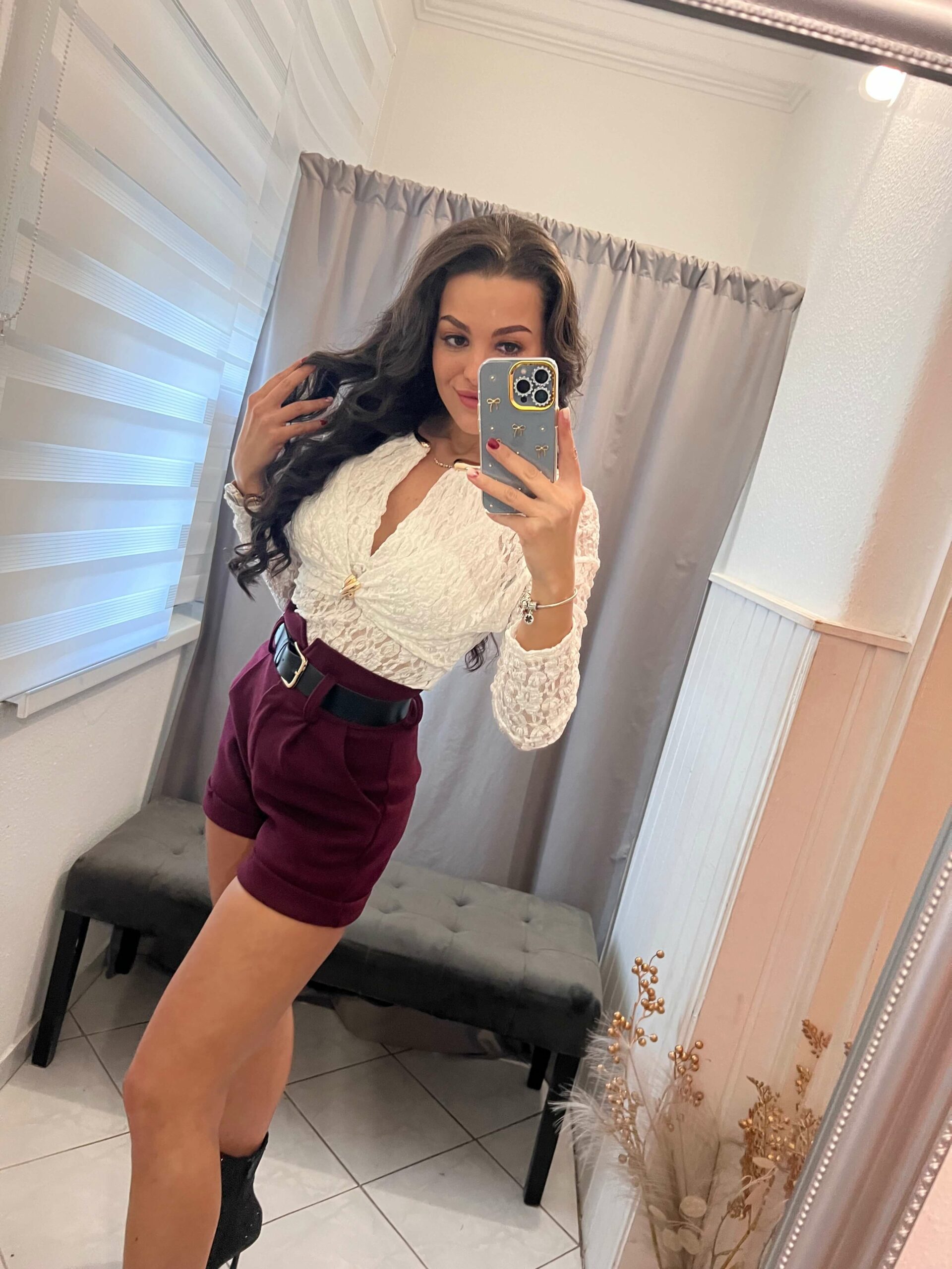 Milla burgundi öves rövid nadrág - Image 3