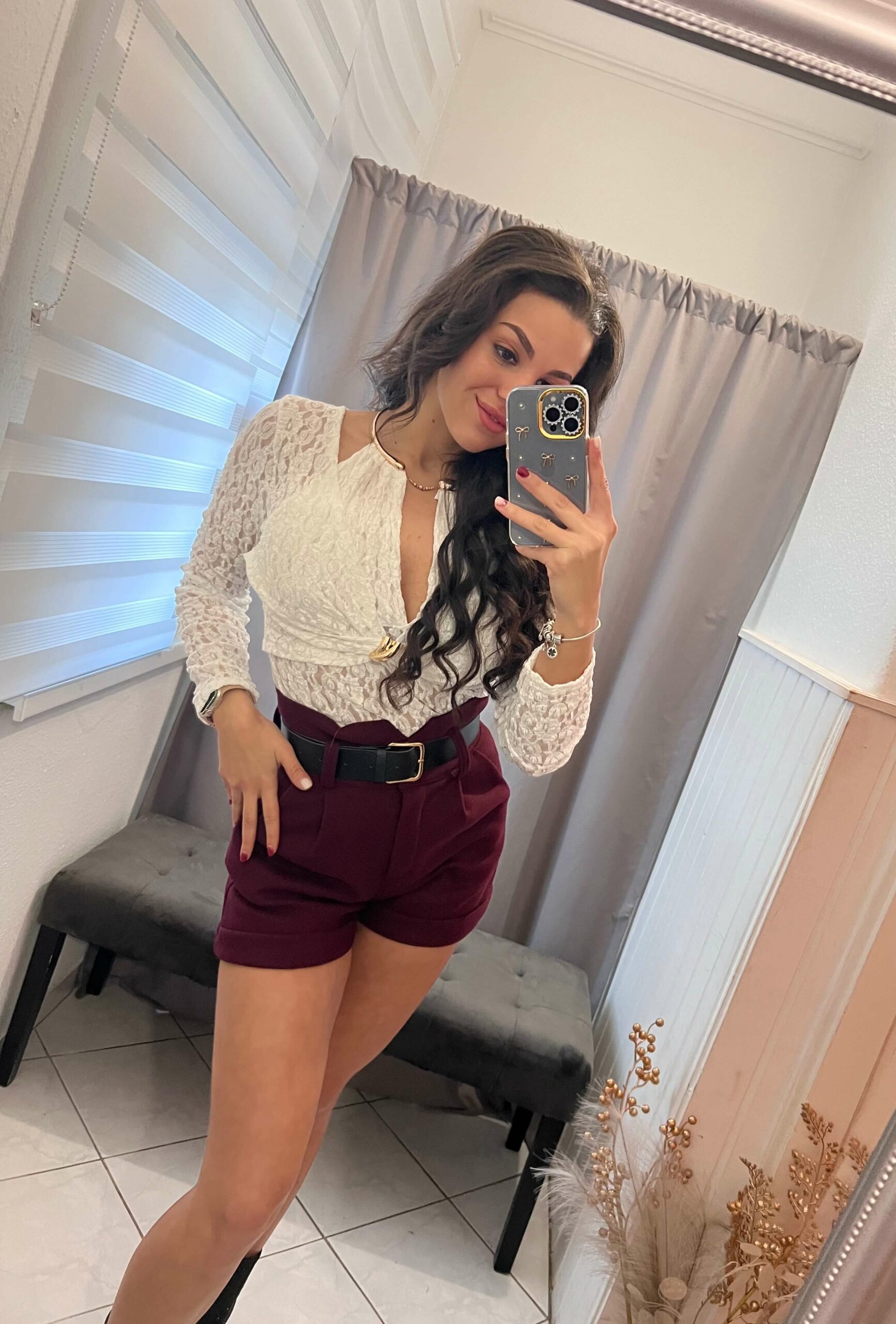 Milla burgundi öves rövid nadrág - Image 4