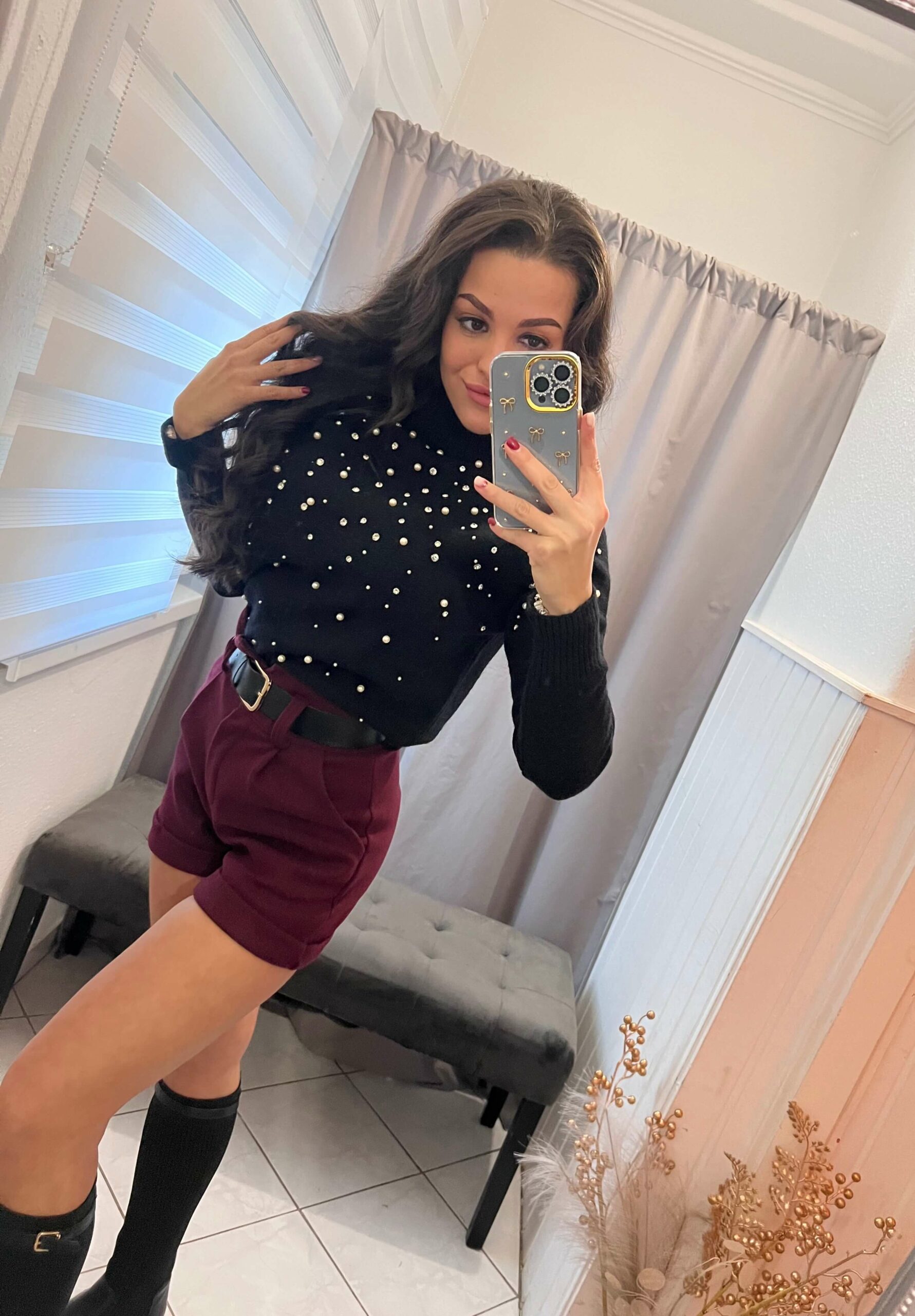 Milla burgundi öves rövid nadrág - Image 7