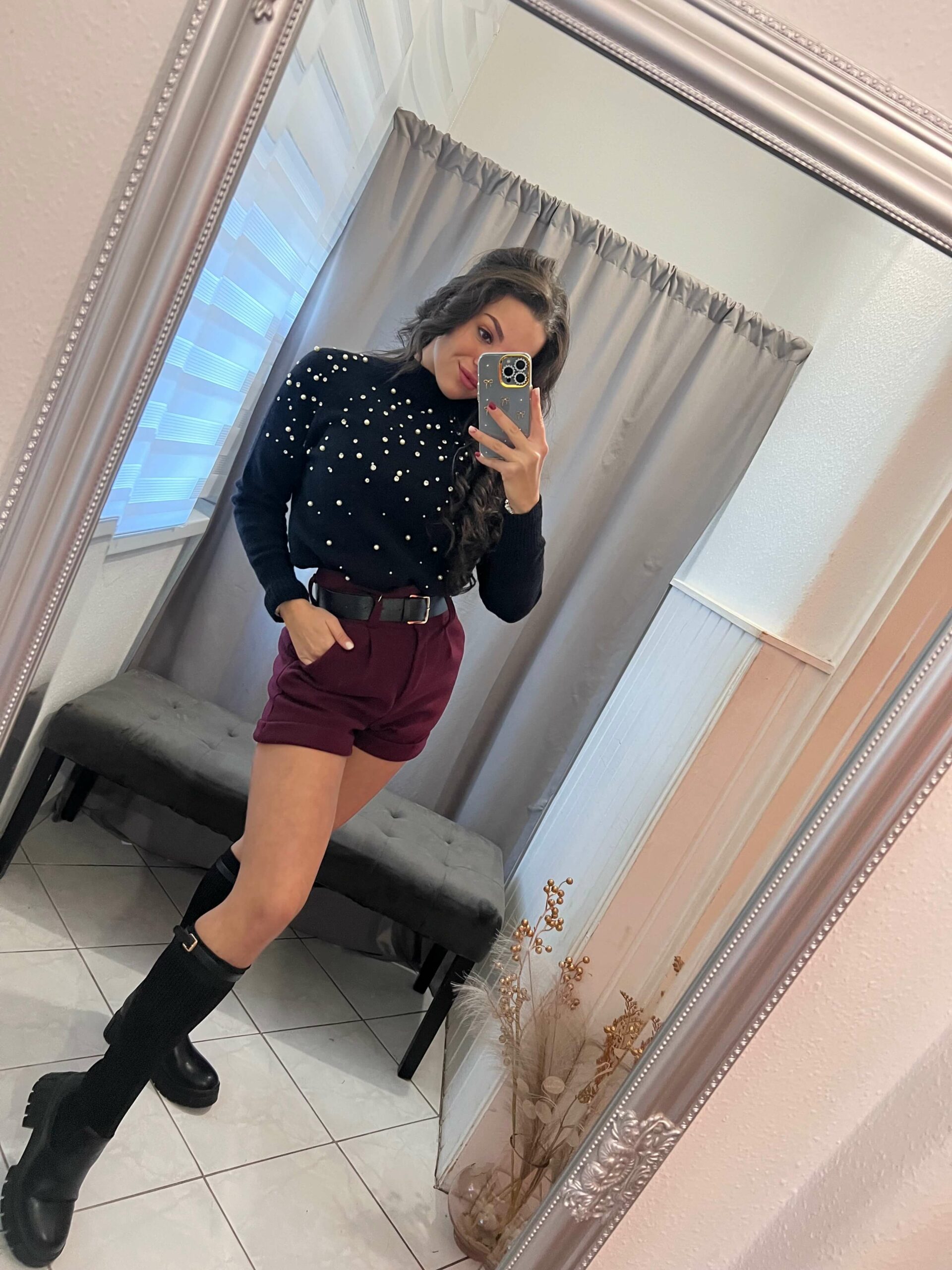 Milla burgundi öves rövid nadrág - Image 6