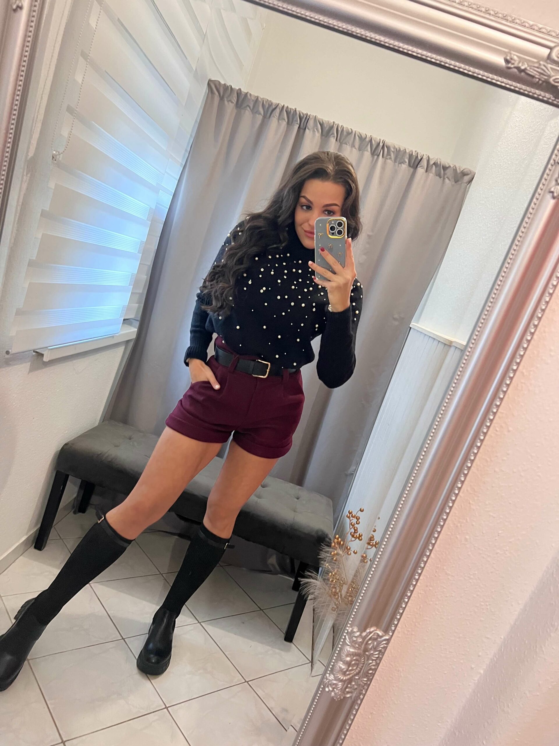 Milla burgundi öves rövid nadrág - Image 5