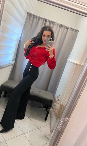 Blum fekete arany gombos bő szárú nadrág