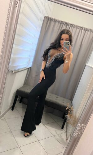 Kena fekete kövezett tüll body