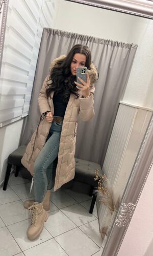 Nila steppelt bézs maxi kabát