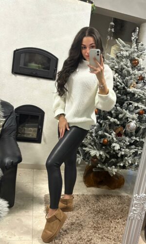 Luna fehér garbós kötött pulóver