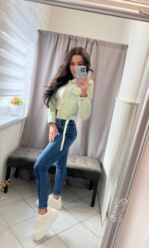 Mola világos zöld bőr kabát