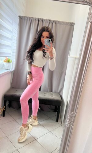 Nella alakformáló koptatott rózsaszin leggings