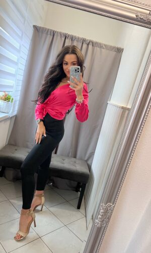 Rella pink szatén kötős ing