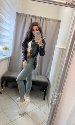 Mola fekete bőr kabát