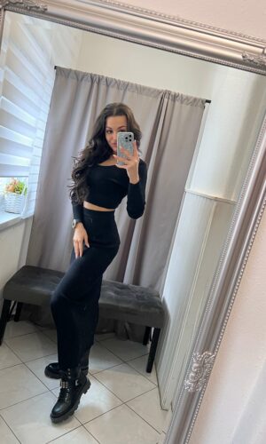 Flam fekete kétrészes szoknya szett