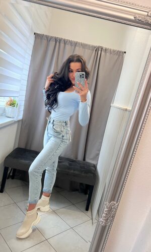 Fly világoskék mom-fit farmer nadrág