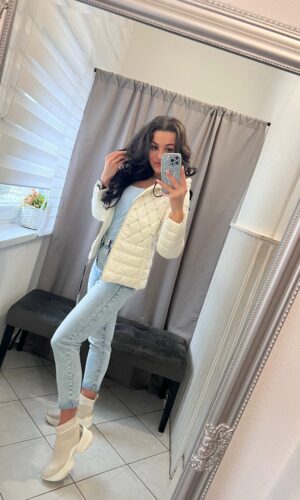 Flen fehér steppelt köves kabát