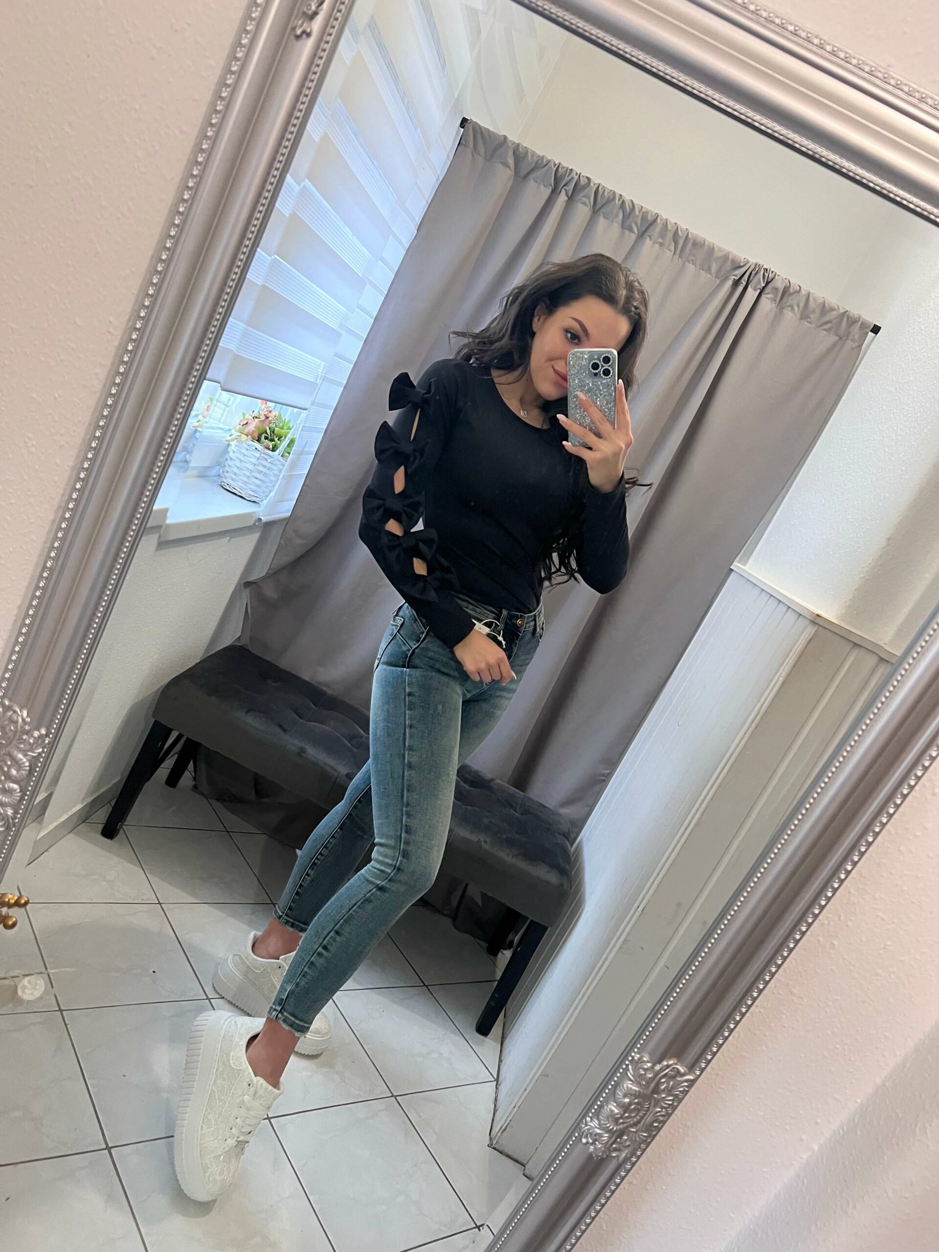 Miren koptatott push-up farmer nadrág övvel - Image 2