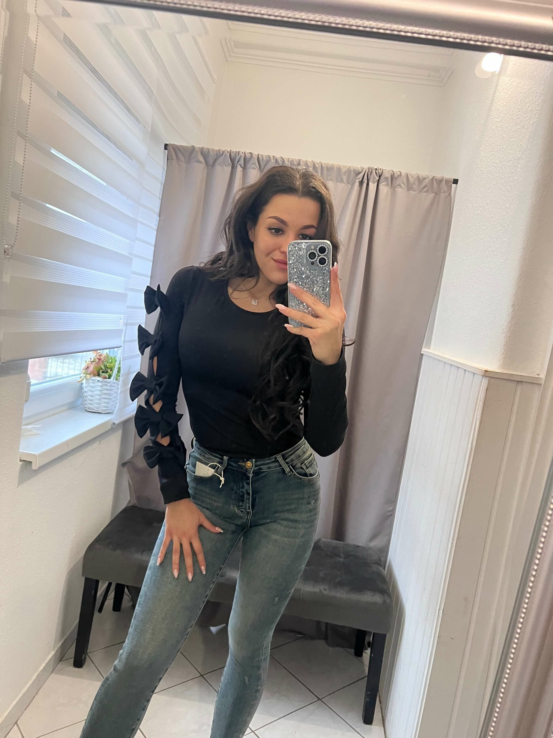 Miren koptatott push-up farmer nadrág övvel - Image 3