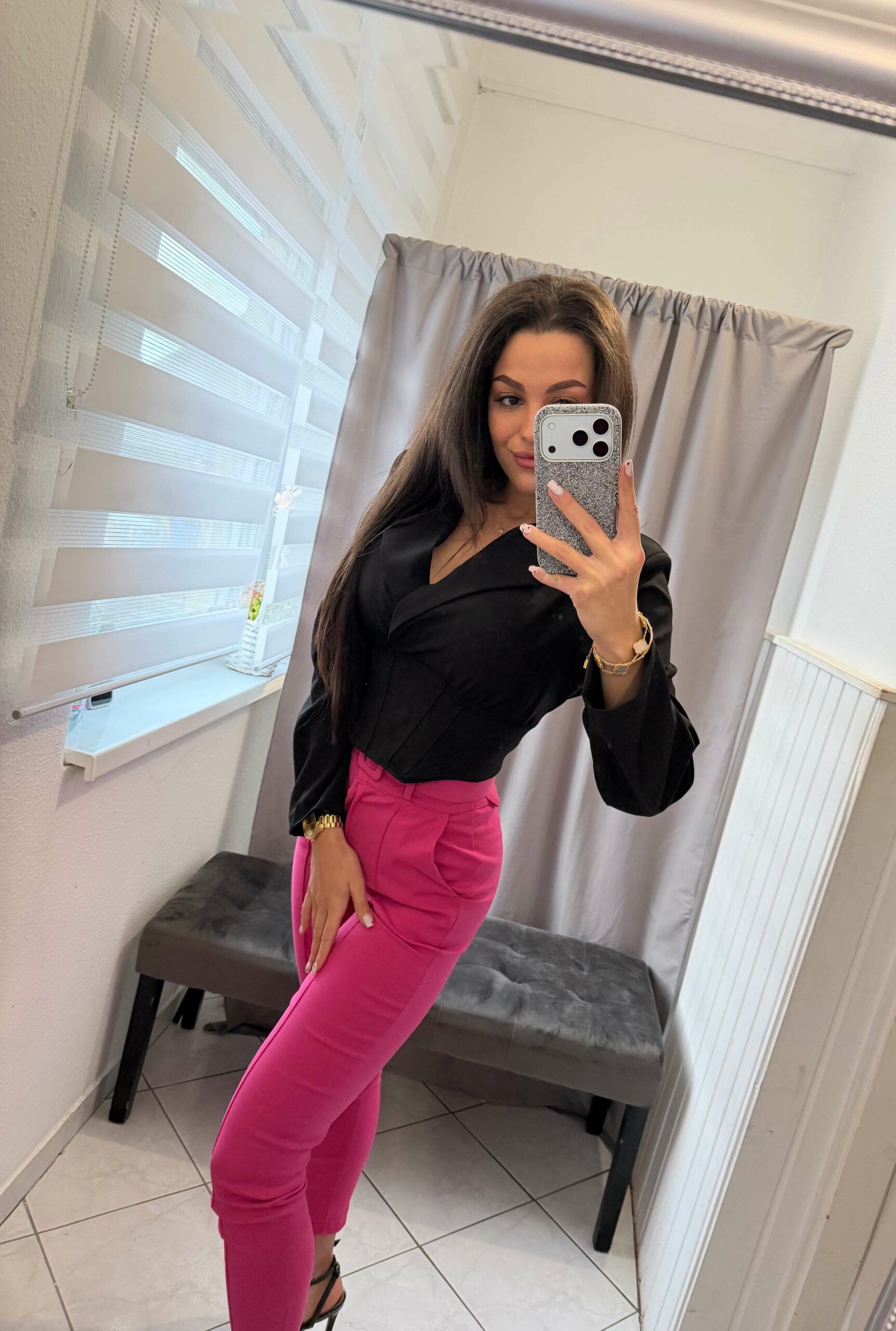 Lera fűzős fekete ing - Image 3