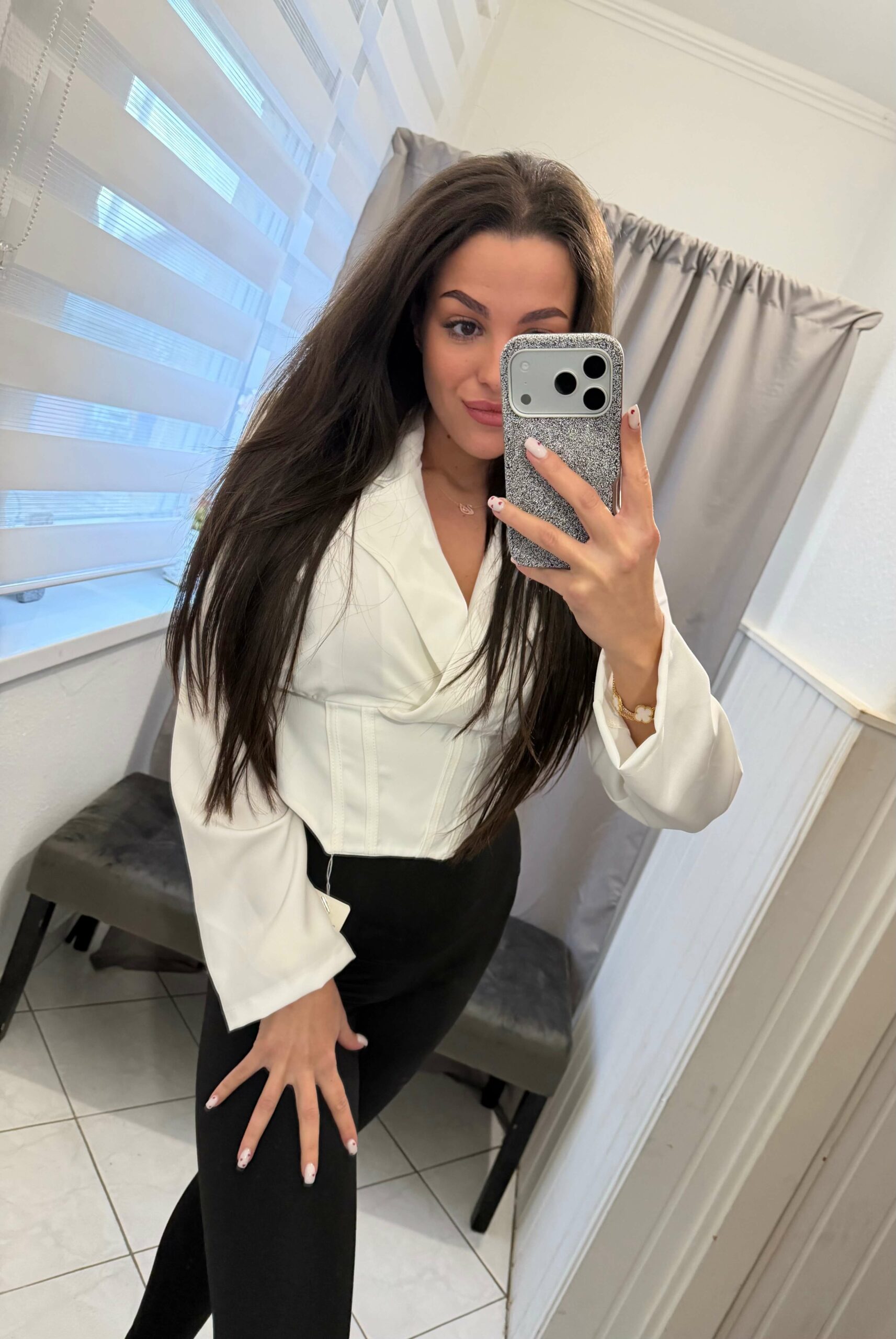 Lera fűzős fehér ing - Image 4