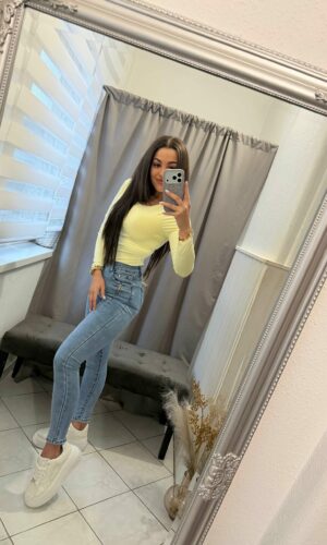 Amine basic hosszú ujjú sárga body