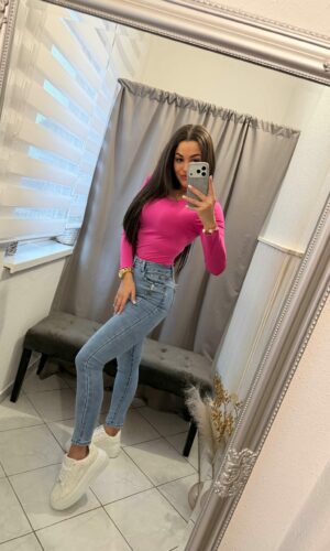 Amine basic hosszú ujjú pink body