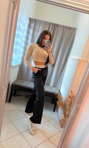 Flin fekete bő szárú nadrág