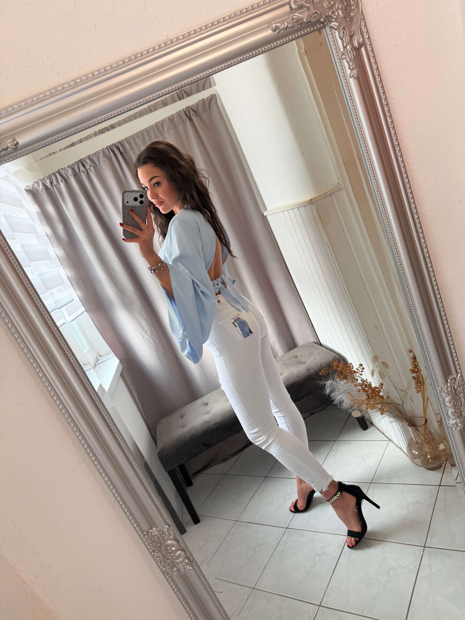 White szaggatott fehér farmer nadrág - Image 10