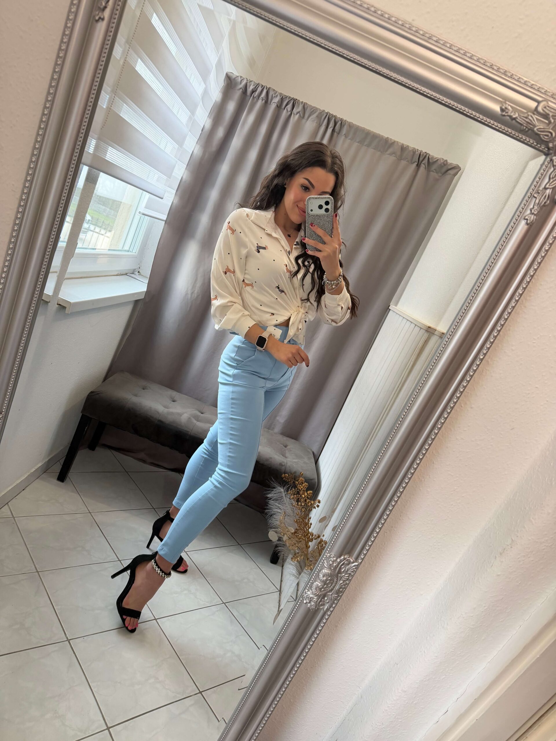 Kella vászon öves világoskék nadrág - Image 4