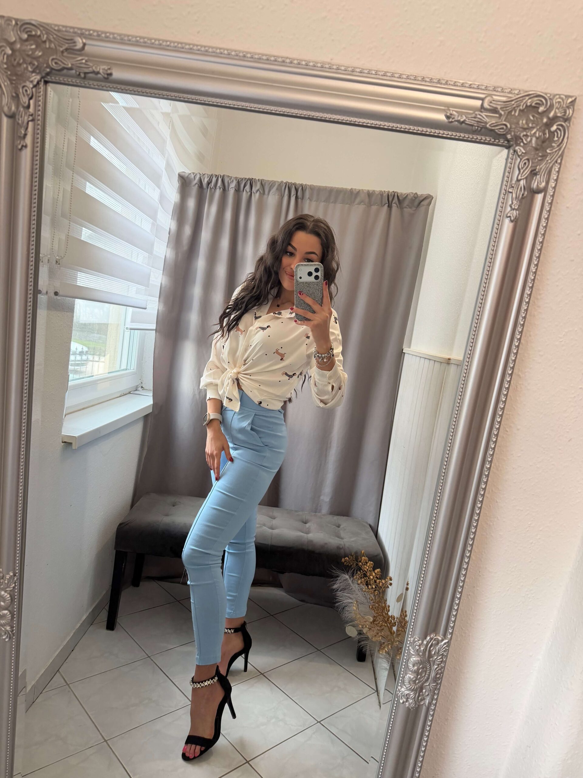 Kella vászon öves világoskék nadrág - Image 3