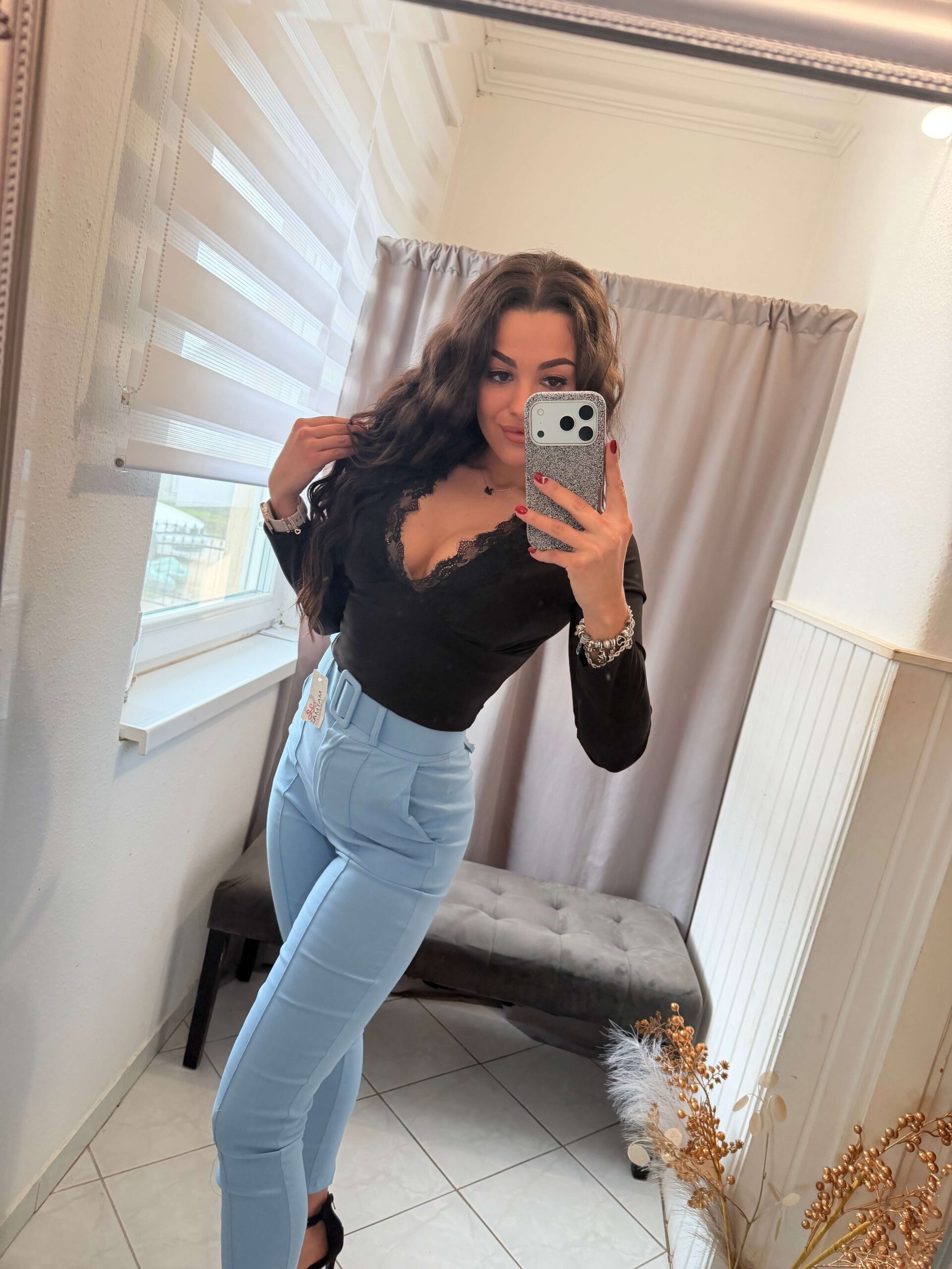 Kella vászon öves világoskék nadrág - Image 6