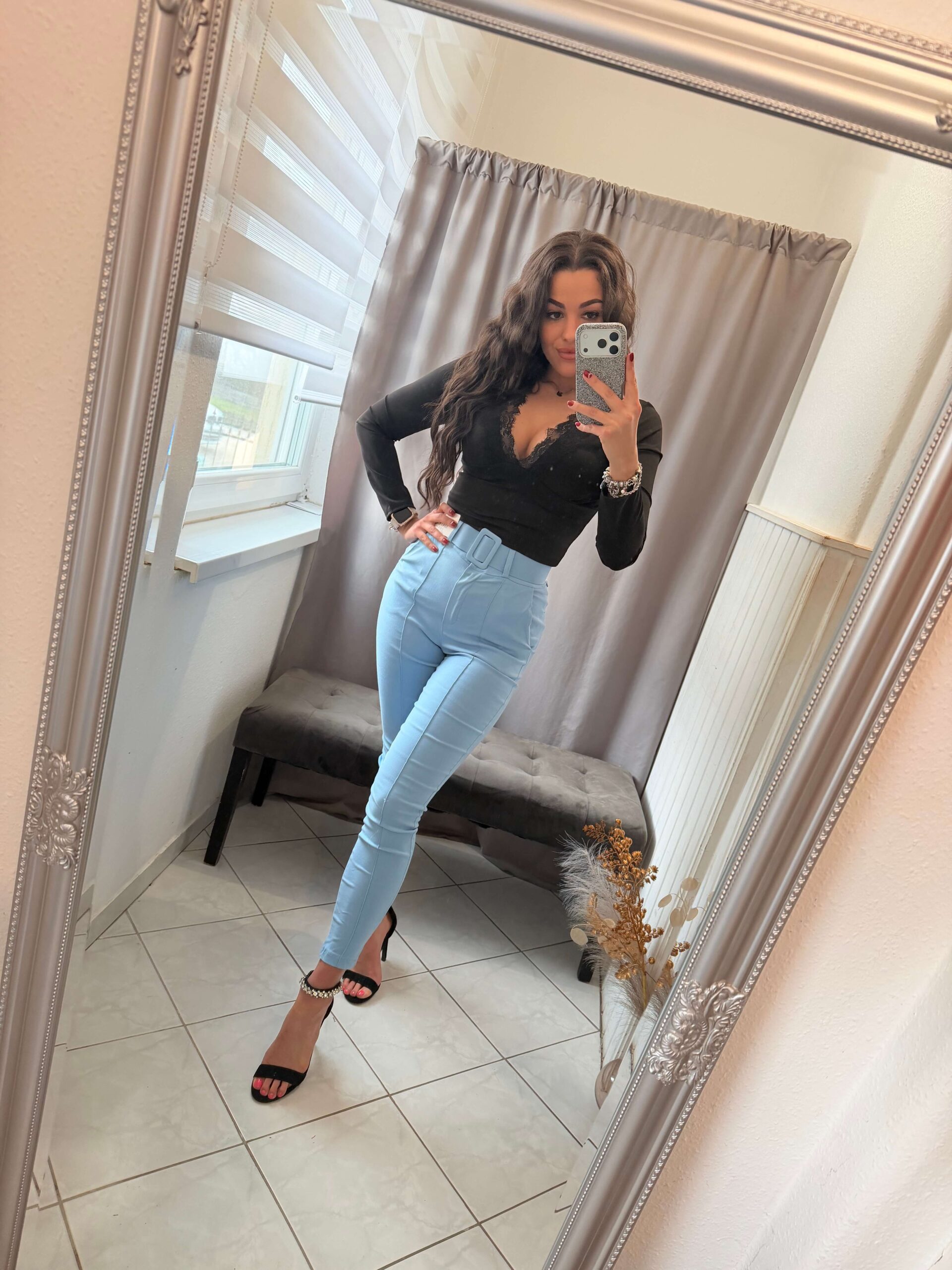 Kella vászon öves világoskék nadrág - Image 5