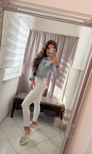 Szelli világoskék kövezett farmer kabát